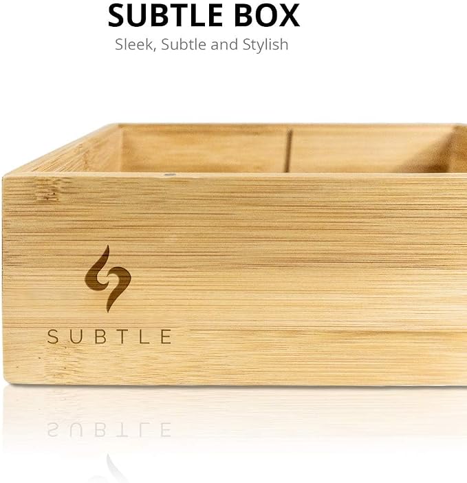Subtle Rolling Tray Stash Box - Large Bamboo Box w/Ample Storage Space to Organize Herb Accessories - Comes with Convertible Rolling Tray Lid - (10" x 8" x 3.5") - Image 8