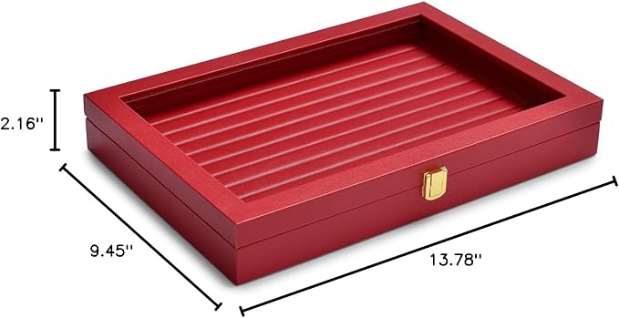Oirlv Luxury Leather Rings Earrings Organizer Tray with Clear Lid Jewelry Display Box with Acrylic Lid Stackable Jewelry Box Drawer Inserts - Image 10