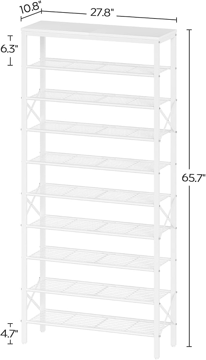 YATINEY 10 Tier Shoe Rack, Large Capacity Shoe Storage Organizer Holds 40 Pairs, Sturdy and Stable, for Entryway, Hallway, Closet, Dorm Room, White SS10WW - Image 3