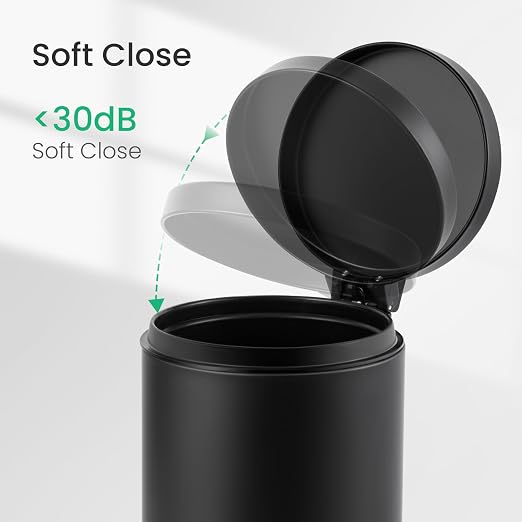 Cesun 1.2 Gallons Small Black Trash Can, Bathroom Garbage Can with Lid and Foot Pedal, Mini Round Wastebasket for Bathroom, Bedroom, Office, 4.5 Liters / 1.2 Gallons, Matte Black - Image 5