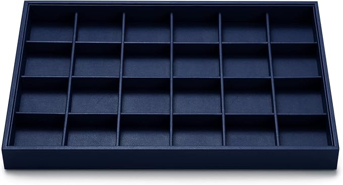 Oirlv Stackable Premium Leather Jewelry Trays 24 Grid Jewelry Organizer for Drawer Rings Earrings Holder Organizer by Oirlv