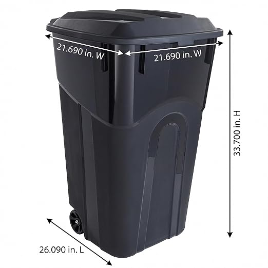 32 Gallon Outdoor Trash Can with Lid, Heavy-Duty Wheeled Garbage Bin for Backyard, Deck or Garage, Black, Can with Attached Snap Lock Lid and Heavy-Duty Handles (32 Gallon) - Image 4