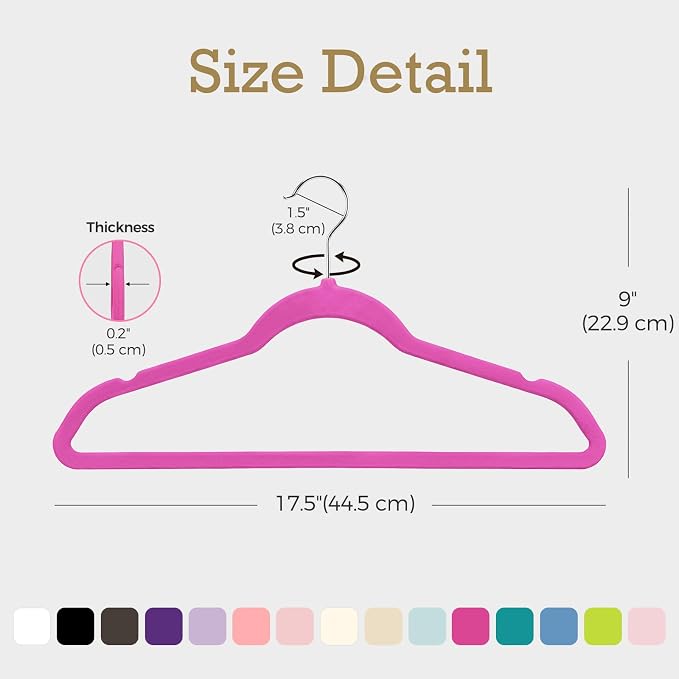 HOUSE DAY Rosy Red Velvet Hangers 60 Pack, Non Slip Clothes Felt Hanger Heavy Duty for Coat, Premium Slim Space Saving Suit Hangers for Closet Organizer, 360° Rotating Silver Hook - Image 5