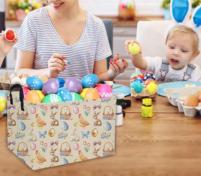 Easter Baskets for Kids Gift Basket Empty Baby Basket for Boys and Girls Rectangular Toy Storage Bins Organizer Bin Box Cute Room Decor for Home(Easter Baskets) - Image 7