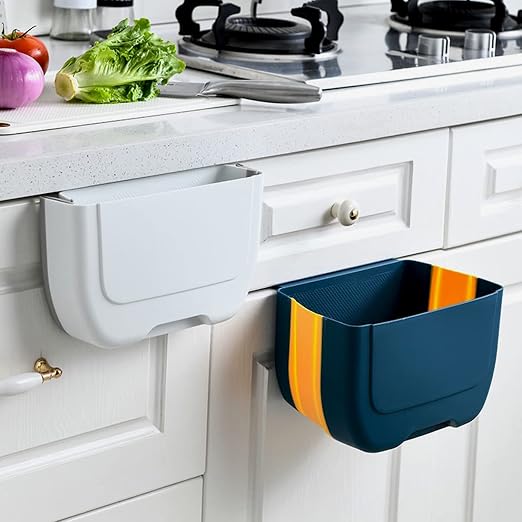 Hanging Folding Mini Trash Can for Kitchen Cabinet Door, Small Collapsible Garbage Bin Under Sink,Wall Mounted Waste Bin- Container Cabinet/Bedroom/Bathroom (3L)(White) - Image 2