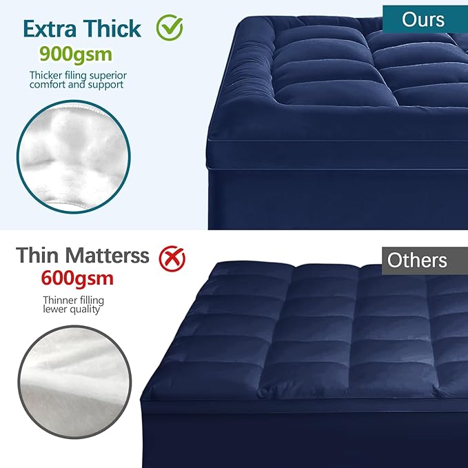 CYMULA Twin XL Mattress Topper - Soft Cooling Mattress Pad for College Dorm Room Essentials - Extra Thick Long Protector Cover for Back Pain, Single Bed Topper Pillow Top with 8''-21'' Deep Pocket