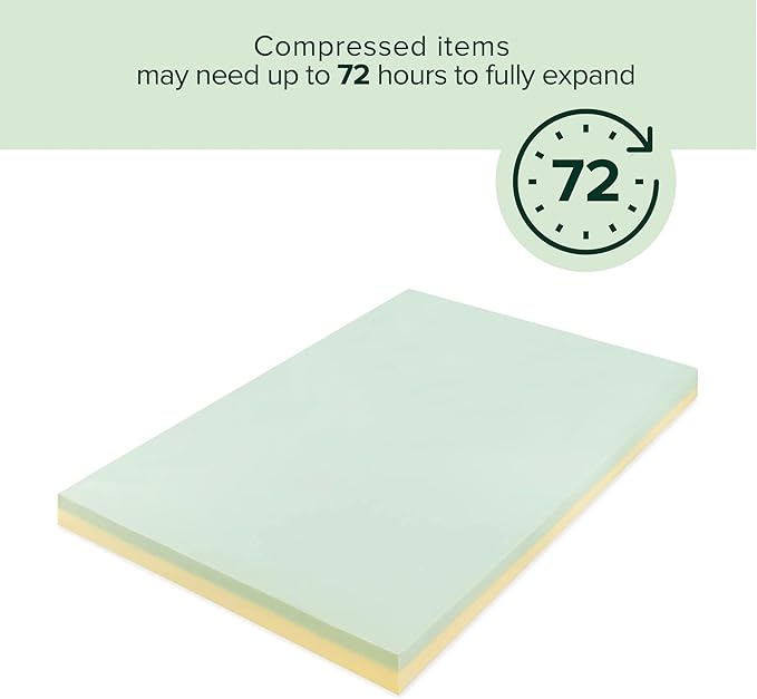 Zinus Green Tea Memory Foam Mattress Toppers, Twin (AZ-GTFT-300T)