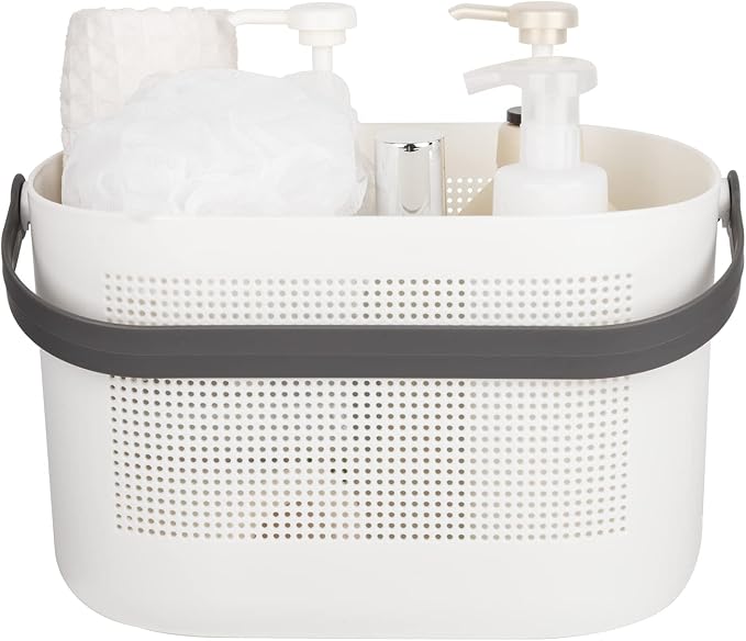 UUJOLY Plastic Storage Baskets with Handles, Shower Caddy Shelf Organizers Basket for Bathroom, Kitchen, Dorm Room, Grey by UUJOLY