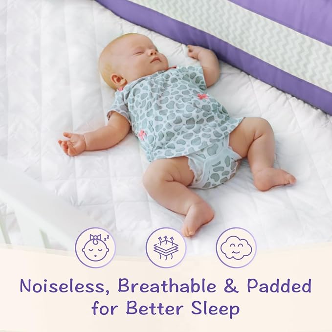 Crib Mattress Protector Pad 2 Pack - Waterproof & Noiseless, Ultra-Soft Breathable Mattress Cover for Baby Cribs and Toddler Beds, Highly Absorbent Fitted and Dryer Safe