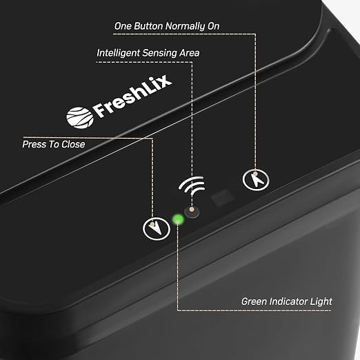 FRESHLIX Bathroom Automatic Trash Can, 4 Gallon Touchless Motion Sensor Small Garbage Can with Lid Smart Electric Narrow Waterproof Garbage Bin for Bedroom Office, Black - Image 4