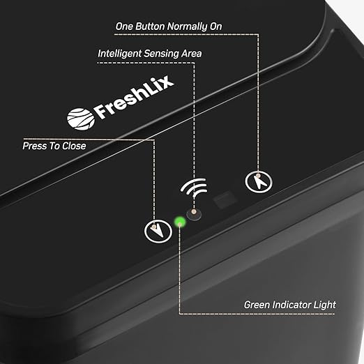 FRESHLIX Bathroom Trash Can, 2.6 Gallon Automatic Motion Sensor Touchless Garbage Can, Waterproof Trash Bin with Lid, Narrow Small Waste Bin for Kitchen, Office, Bedroom, Black - Image 4