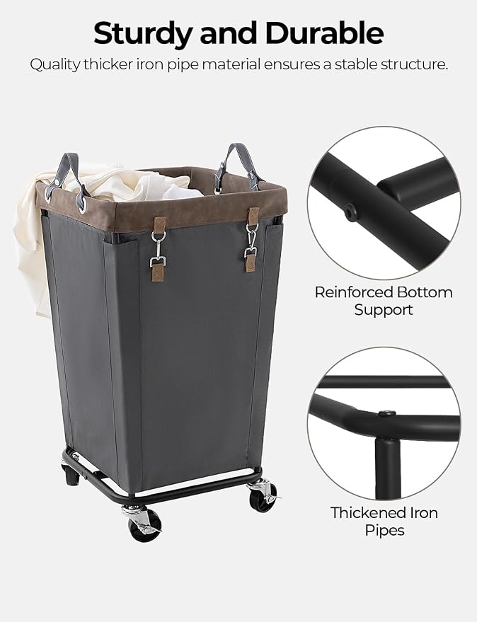 StorageWorks 160L Laundry Basket with Wheels, Large Rolling Hampers for Clothing Organizer, Dirty Clothes Basket for Hotel, Home, Closet, Dorm, Grey - Image 4