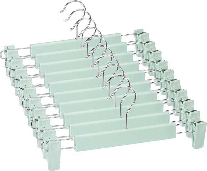 10 Pack Skirt Hangers，Pants Hangers with Clips，360 ° Swivel Hooks Space Saving Hangers for Pants, Skirts, Clothes, Jeans，Light Green by Lamitocs