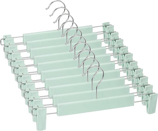 10 Pack Skirt Hangers???Pants Hangers with Clips???360 ?? Swivel Hooks Space Saving Hangers for Pants, Skirts, Clothes, Jeans???Light Green by Lamitocs