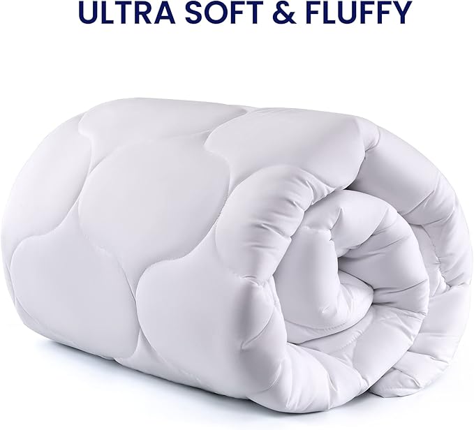 SLEEP ZONE Quilted Fitted Queen Mattress Pad Cover - Soft Fluffy Pillow Top Bed Mattress Topper Deep Pocket 8-21 inch, Queen