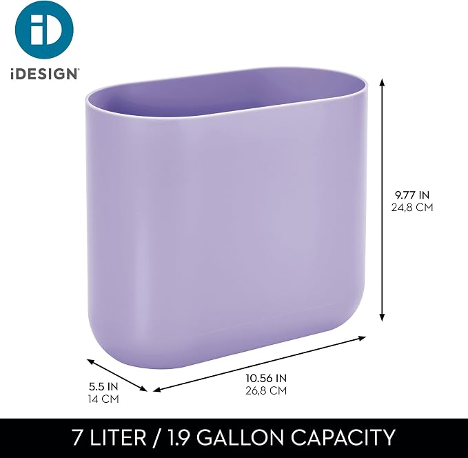 iDesign Small Slim Plastic Bathroom Trash Can, Garbage Can for Bedroom, Office, Desk, Dorm, Purple - Image 4