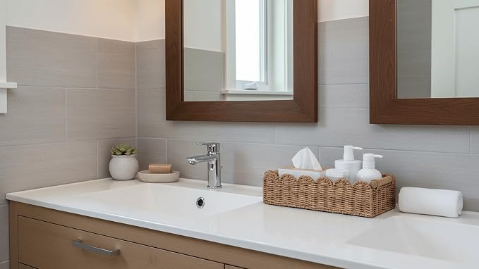 CubesLand Toilet Paper Storage Basket, Scalloped Edge Shelves Basket for Organizing for Over Toilet Tank Storage, Home Decor Baskets for Shelf, Countertop, Living Room, Bedroom, Handwoven, Neutral - Image 4