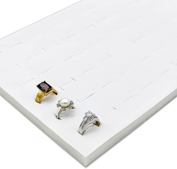 TheDisplayGuys For Your Modern Living 2-Pack 72-Ring Holders Leatherette Foam Padding Jewelry Inserts - Tray/Case Liners - Retail Display, Storage (White) by The Display Guys - Image 7