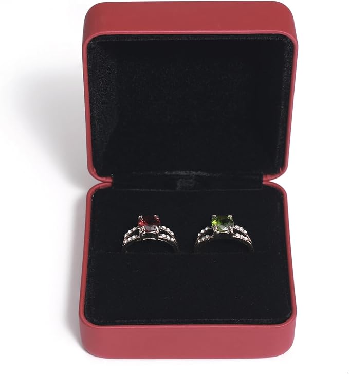 Velvet Ring Gift Box, Small Jewelry Earring Studs Holder Case for Wedding Day, Proposal, Engagement, Anniversary, Ring Display Storage Box for Women Girl (Red S) - Image 3
