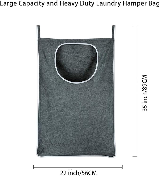 XL Hanging Laundry Hamper, Over the Door Laundry Hamper and Baskets, Wide Opening Hanging Laundry Bag, Hanging Hamper for Bathroom,Dorm,Laundry Room,Camper,Chrismast Gift(Grey-2Pack) - Image 2