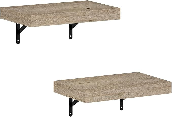Furinno Tanna Floating Shelves for Wall Set of 2, 15-Inch Wall Shelf, Triple Thick Floating Mounted Shelf, for Bathroom, Home Office, Living Room, Natural - Image 5