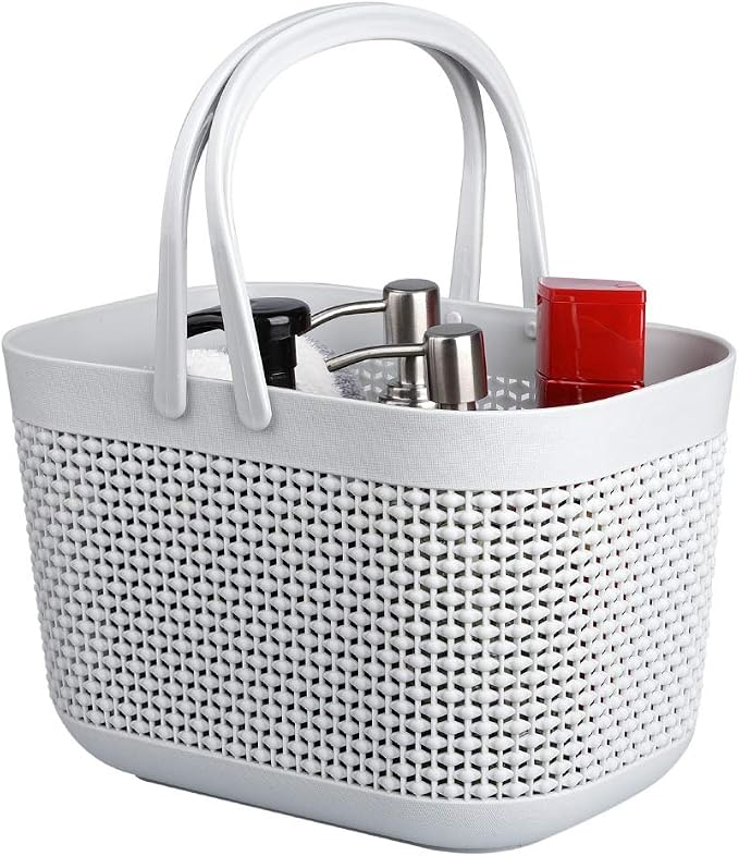 UUJOLY Plastic Organizer Storage Baskets with Handles, Shower Caddy Bins Organizer for Bathroom and kitchen（Grey by UUJOLY