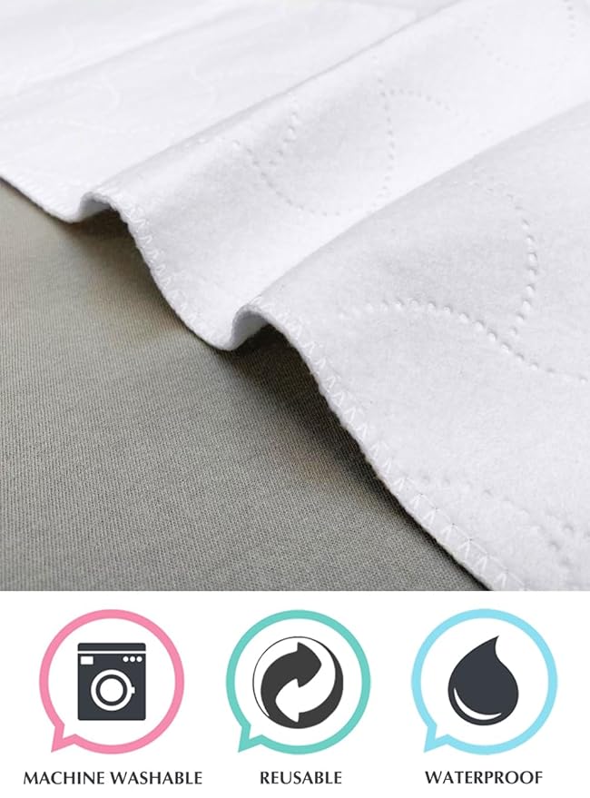 American Baby Company Waterproof Flat Reusable Portable/Mini-Crib Mattress Pad Protector, Embossed Quilt-Like Mini-Crib Protective Mattress Pad Cover for babies, adults and pets, White, 24" X 38"