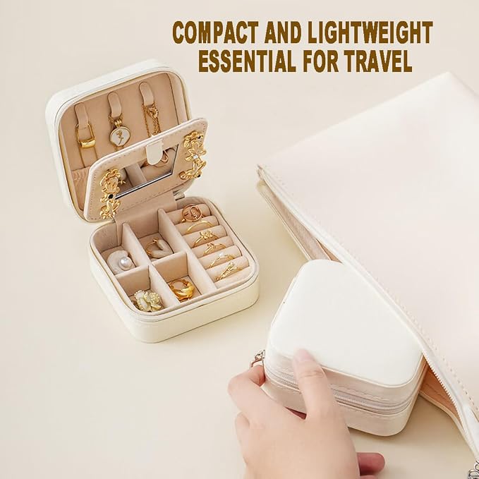 Compact And Secure Jewelry Boxes For Women Small Jewelris Box For Travel Portable Case With Lock Key Beautiful Jewelry Organizer And Storage Solution - Image 3