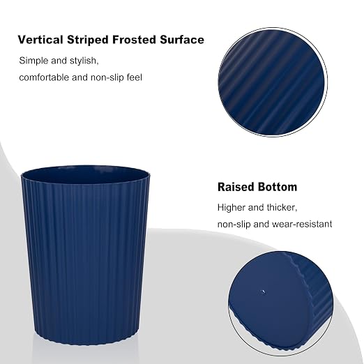JiatuA Small Trash Can Plastic Wastebasket Round Garbage Container Bin for Bathroom, Kitchen, Bedroom, Home Office, College Dorm, Navy Blue - Image 5