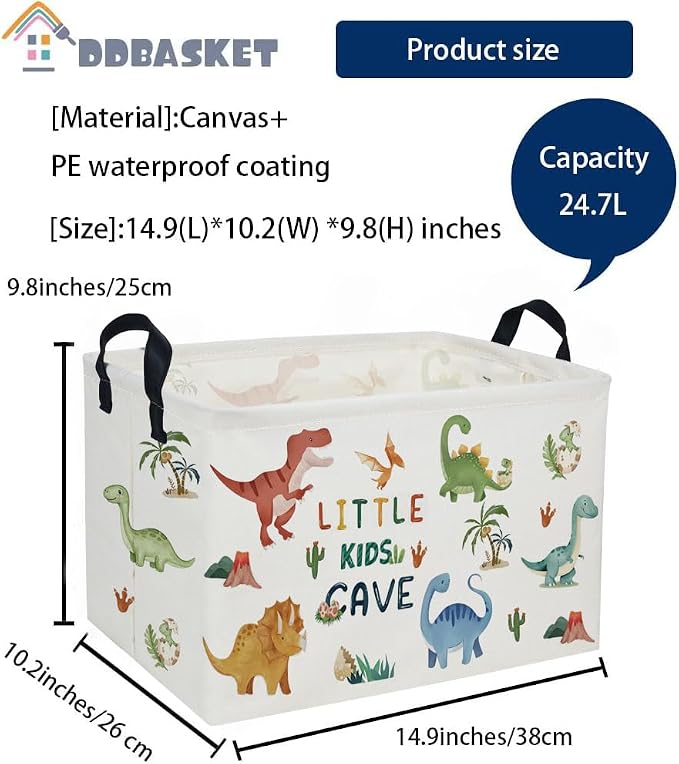Rectangular Kids Baskets Dinosaur Basket Cute Storage Bins Organizer Box Boys Room Decor for Home.(Coco dinosaur) - Image 2