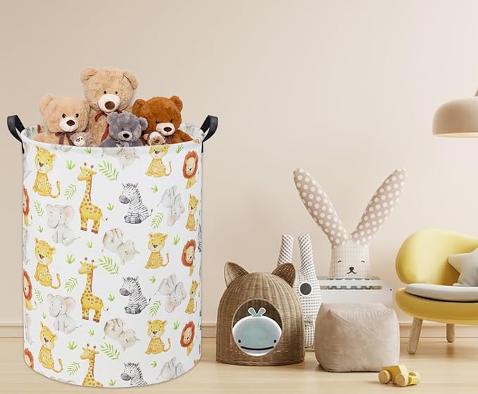 HIYAGON Woodland Baby Laundry Basket Animal Baby Hamper for Nursery Girl Kids Hamper Cute Kids Toys Storage Bin Organizer Animal Nursery Decor for Home(Green Animal) - Image 5