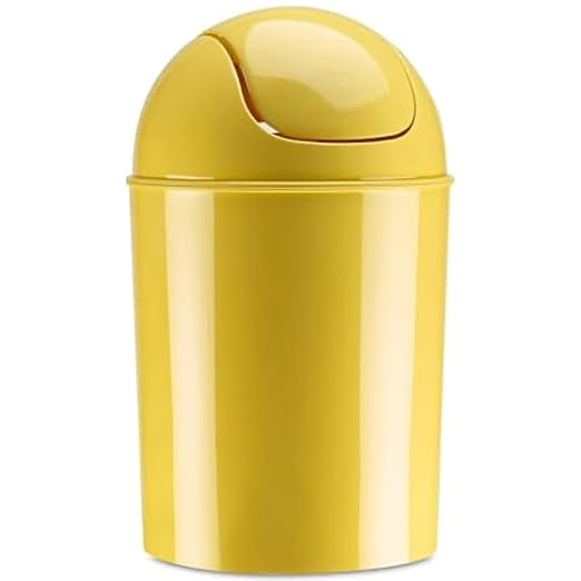 Umbra 1.25 Gallon Mini Waste Can with Removable Swing-Top Lid - Small Garbage Bin for Kitchen, Bathroom, Bedroom, Office - Compact Trash Can Fit Under Tables & Counters - Yellow by Umbra