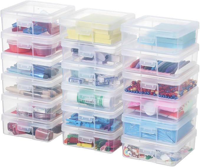 novelinks Plastic Clear Storage Containers for Organizing, Craft Storage Organizers and Stackable Storage Bins with Lids for Pencil Box, Bead, Cookie Cutter, Board Game (18 Pack Small) - Image 2