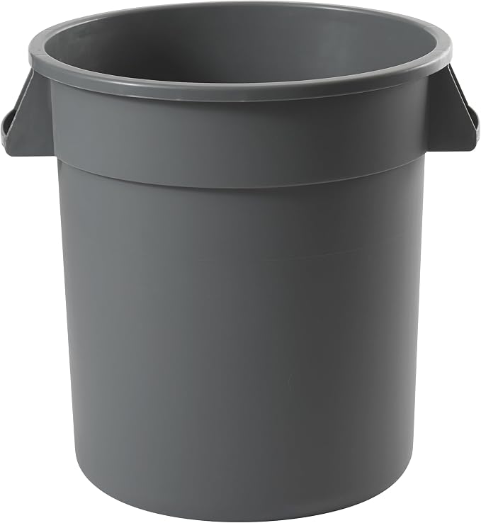 Winco PTC-10G Round Trash Can, 10 Gallon, Plastic, Gray - Image 2