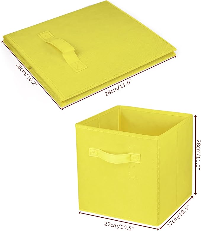 3 Pcs Storage Cubes, 10.5 Inch Collapsible Storage Bins, Fabric Foldable Bins for Organization, Durable Storage Bins for Closet, Shelves, Offices (Yellow) - Image 3