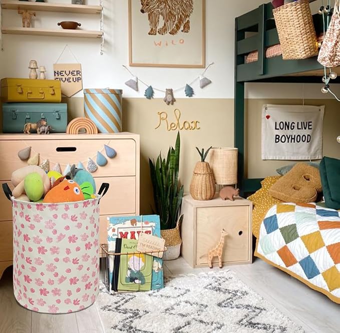 Collapsible Kids Laundry Basket Clothes Hamper, Foldable Storage Organizer Bin, Toy Clothes Storage with Handles for Boys Girls Bedroom, Room Decor - Image 2