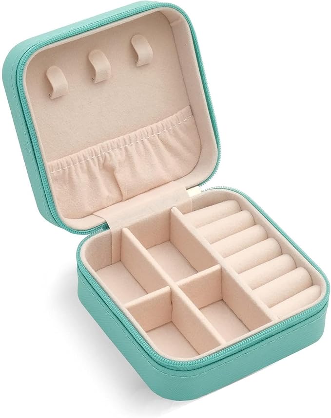 TRODANCE Mini Jewelry Travel Case, Small Portable Jewellry Organizer Box Portable Display Storage Box for Rings Earrings Necklaces, Gifts for Girl, Women, Wedding, Birthday, Mom, Mother's Day (Blue) by TRODANCE