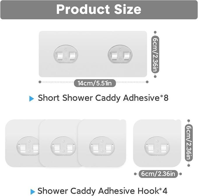 Lsnisni 12 Pack Adhesive Replacement, Strong Adhesive Hooks, Waterproof Adhesive Strips, No Drilling, for Bathroom Storage Shelves and Kitchen Racks - Image 2