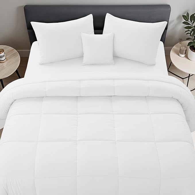 LUX Décor 5 Piece Microfiber Queen Comforter Set, All-in-One Bed in a Bag, Plush Bedding Set Hotel Quality - Oeko-Tex Certified (Queen, Navy)