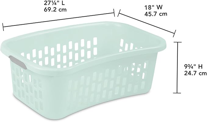 Sterilite 6 Pack HipHold Laundry Basket, Plastic Rectangle Clothes Hamper with Comfort Grip Handles & Reinforced Rim, 1.5 Bushel Capacity, Mint - Image 2