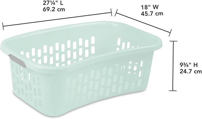 Sterilite 18 Pack HipHold Laundry Basket, Plastic Rectangle Clothes Hamper with Comfort Grip Handles & Reinforced Rim, 1.5 Bushel Capacity, Mint - Image 2