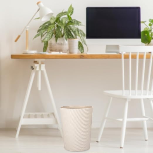 UUJOLY Small Trash Can Wastebasket Garbage Can Container Bins for Bathrooms, Laundry Room, Kitchens, Offices, Kids Rooms, Dorms (Beige) - Image 5