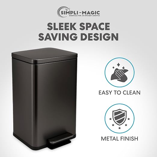 Simpli-Magic 13.2 Gallon (50L) Step Trash Can – Kitchen Garbage Can with Slow-Close Lid – Odor Control, Hands-Free, Easy to Clean, Brushed Stainless Steel - Image 7