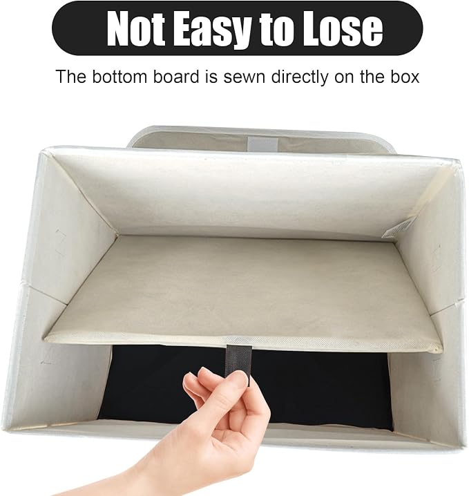 Bagnizer Large 22 Quart Linen Fabric Foldable Storage Bin Cube Organizer Basket with Flip-Top Lid & Handles, Clothes Blanket Box for Home, Office, Closet, Black & White, 4 Pack 14.6 x 9.5 x 9.5 - Image 4
