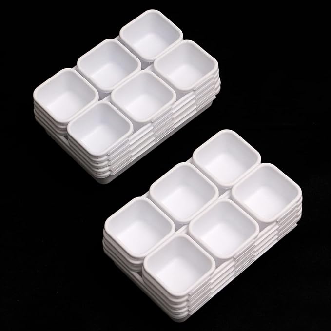 TENABORT 42 Pack Interlocking Desk Drawer Organizer Tray Dividers Plastic Shallow Narrow Drawers Organizers Separators Storage Bins Container for Kitchen Bathroom Makeup Office Vanity Dresser White - Image 6