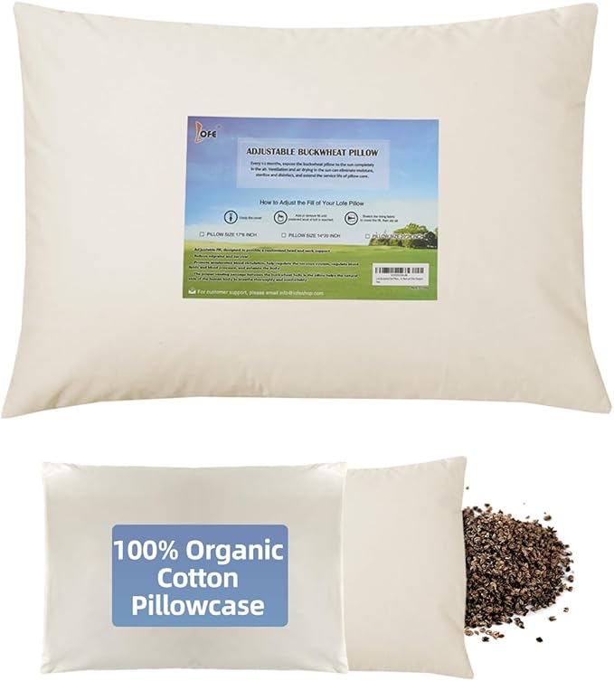 Lofe Organic Cotton Crib Mattress Protector + Organic Buckwheat Pillow