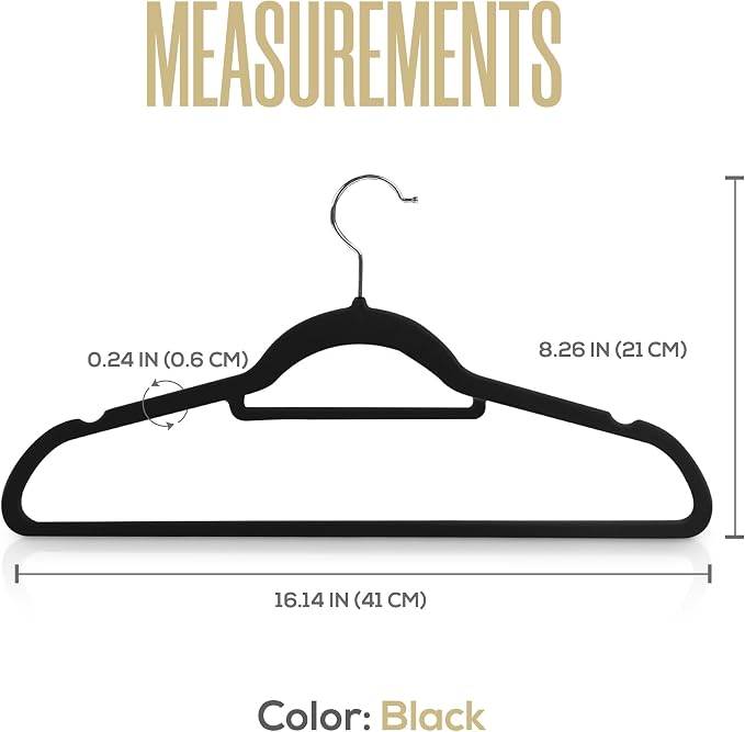 Utopia Home Premium Velvet Hangers 150 Pack - Non-Slip Clothes Hanger with Tie Bar - Black Hangers with 360 Degree Rotatable Hook - Heavy Duty Coat Hanger - Image 2