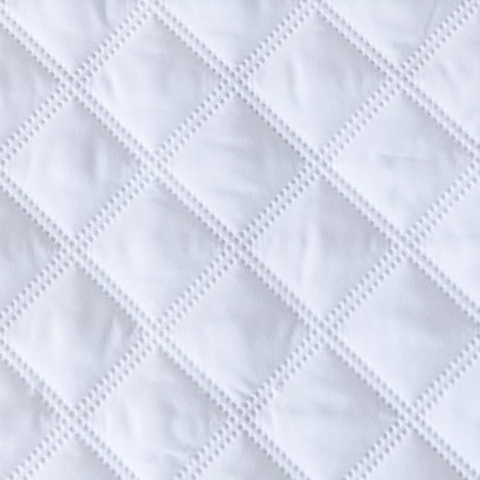 jejeloiu White Quilted Mattress Pad, 100% Waterproof Breathable Queen Bedding Fitted Sheet Mattress Protector 14" Deep Pocket Cotton Snow Down Alternative Filling Mattress Cover (Queen,White)