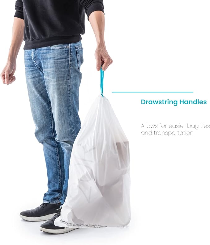 Home Zone Living 2-Pack 5 Gallon Kitchen Trash Bags with Drawstring Handles, Heavy Duty Custom Fit Design for 20 Liter Dual Recycling Liners, Code 20R, 60-Count - Image 6
