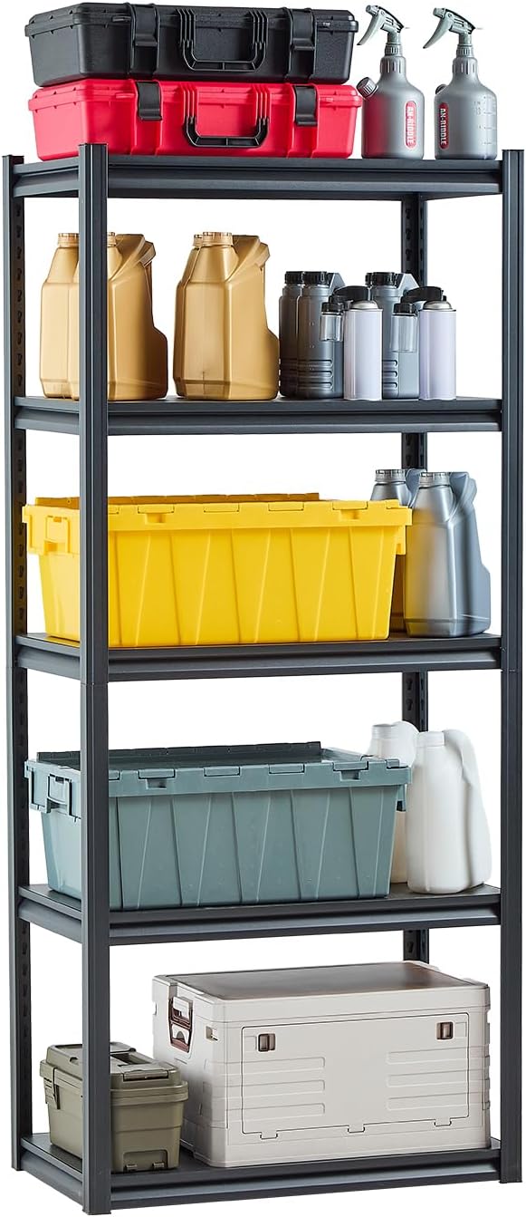 VEVOR Storage Shelves, 2000 lbs, 5 Tier Garage Storage Shelving, 18" D x 32" W x 72" H Adjustable Metal Shelves for Garage Shelves Utility Rack Shelf, Ideal for Kitchen, Warehouse, Basement, Black by VEVOR
